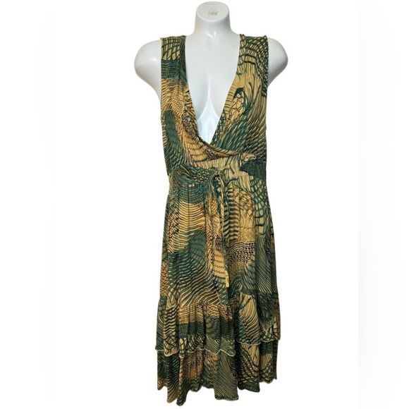Chaudry Kc Abstract Tropical Animal Print Tiered Mini Dress - Picture 3 of 8